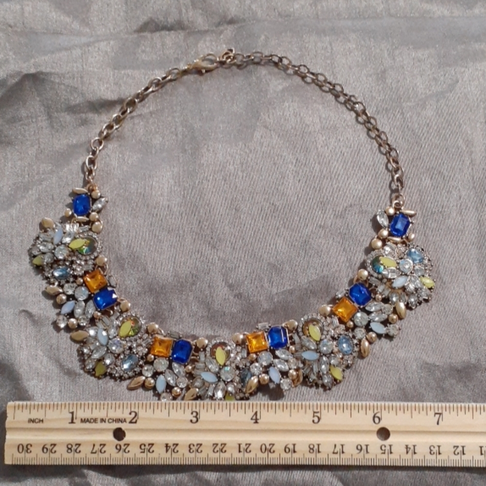 Blue Statement Formal Necklace - Picture 4 of 4